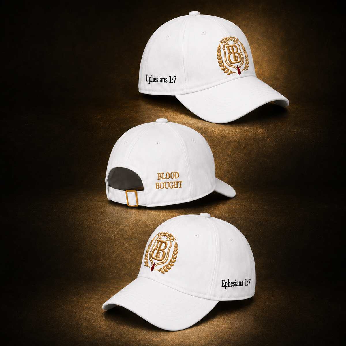 Blood Bought White Cap Ephesians 1:7