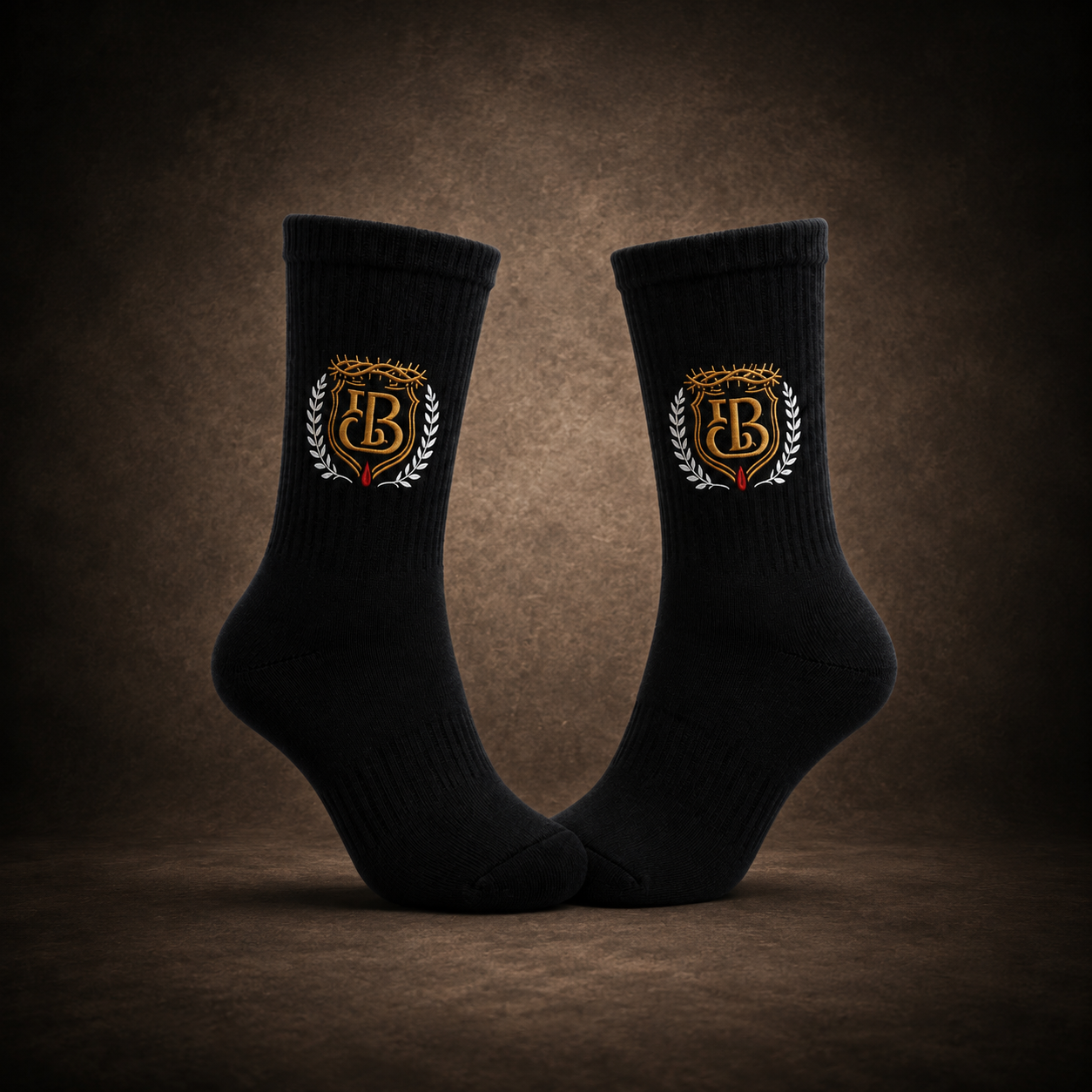 Blood Bought Crest Crew Socks – Black