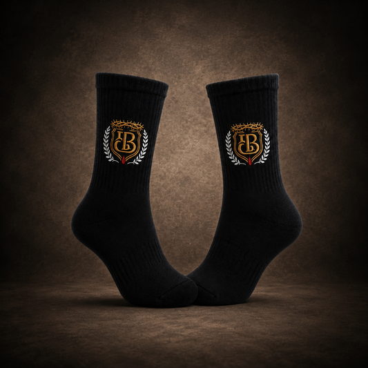 Blood Bought Crest Crew Socks – Black